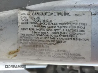 2003 Chevrolet Tracker with VIN 2CNBE13C836953178, listed as a Copart auction lot 60715605 with 128,978 mi miles and Salvage title. Bid and sale history available at DreamBid. Image 14.