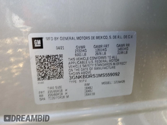 2021 Chevrolet Blazer LT z VIN 3GNKBDRS1MS559092, wystawiony jako Copart lot #54264495 z przebiegiem Nie podano mil oraz Nie do naprawy • Non repairable. Historia ofert i sprzedaży dostępna na DreamBid. Obrazek 13.