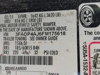 2015 Ford Fiesta S с VIN 3FADP4AJ6FM175618, выставлен на аукционе IAAI как лот 42600505 с пробегом 125 053 миль миль и . История ставок и продаж доступна на DreamBid. Изображение 9.