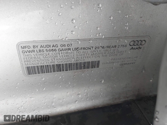 2008 Audi S6 z VIN WAUDN74F18N007416, wystawiony jako IAAI lot #42316923 z przebiegiem 83 990 mil mil oraz . Historia ofert i sprzedaży dostępna na DreamBid. Obrazek 9.