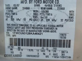 2008 Ford Escape XLT with VIN 1FMCU93128KA46421, listed as a Copart auction lot 50521245 with 251,985 mi miles and Salvage title. Bid and sale history available at DreamBid. Image 13.
