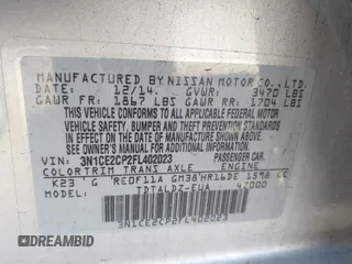 2015 Nissan Note S Plus z VIN 3N1CE2CP2FL402023, wystawiony jako IAAI lot #41461979 z przebiegiem 165 437 mil mil oraz . Historia ofert i sprzedaży dostępna na DreamBid. Obrazek 9.