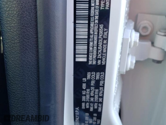 2020 Jeep Renegade Sport with VIN ZACNJBAB3LPK96545, listed as a Copart auction lot 87240914 with 60,586 mi miles and Salvage title. Bid and sale history available at DreamBid. Image 13.