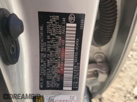 2005 Toyota Avalon XL z VIN 4T1BK36B65U047400, wystawiony jako Copart lot #48930625 z przebiegiem 170 252 mil mil oraz Szkoda całkowita • Salvage title. Historia ofert i sprzedaży dostępna na DreamBid. Obrazek 12.