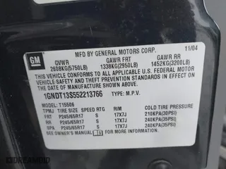 2005 Chevrolet TrailBlazer LT with VIN 1GNDT13S552213766, listed as a IAAI auction lot 41351570 with 114,984 mi miles. Bid and sale history available at carsss.com. Image 9.