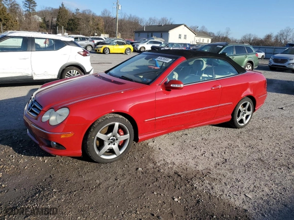 2006 Mercedes-Benz CLK-Class 5.0L with VIN WDBTK75G06T070481, listed as a Copart auction lot 80626804 with 113,385 mi miles and Salvage Title. Bid and sale history available at carsss.com. Image 1.