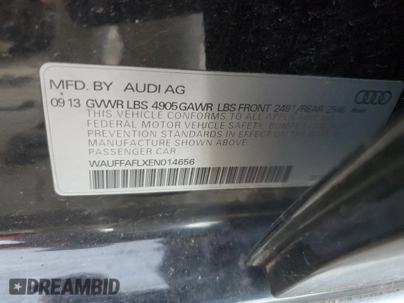 2014 Audi A4 Premium Plus with VIN WAUFFAFLXEN014656, listed as a Copart auction lot 80577704 with 115,204 mi miles and Salvage Title. Bid and sale history available at carsss.com. Image 13.