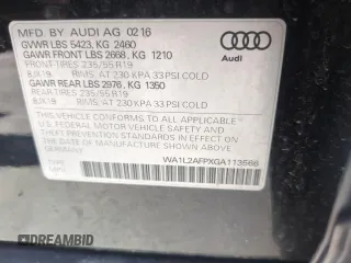 2016 Audi Q5 Premium Plus with VIN WA1L2AFPXGA113566, listed as a Copart auction lot 51962545 with 111,307 mi miles and Salvage Title. Bid and sale history available at carsss.com. Image 16.
