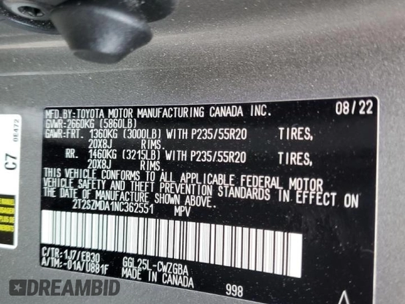 2022 Lexus RX with VIN 2T2SZMDA1NC362551, listed as a Copart auction lot 48558595 with 29,872 mi miles and Salvage Title. Bid and sale history available at carsss.com. Image 14.