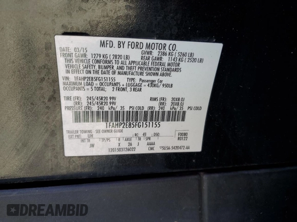 2015 Ford Taurus SEL z VIN 1FAHP2E85FG151155, wystawiony jako Copart lot #77791634 z przebiegiem 224 144 mil mil oraz Szkody całkowita. Historia ofert i sprzedaży dostępna na DreamBid. Obrazek 13.