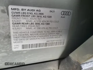 2021 Audi SQ5 Premium Plus with VIN WA1B4AFYXM2097163, listed as a Copart auction lot 73679364 with 65,178 mi miles and Clean Title. Bid and sale history available at DreamBid. Image 15.