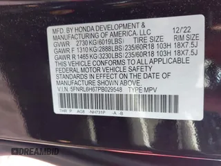 2023 Honda Odyssey EX-L with VIN 5FNRL6H67PB029548, listed as a IAAI auction lot 41699039 with 47,147 mi miles. Bid and sale history available at carsss.com. Image 9.