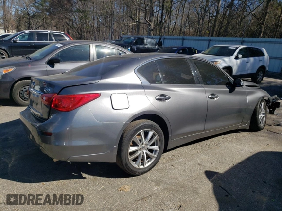 2015 Infiniti Q50 Premium with VIN JN1BV7AP8FM343934, listed as a Copart auction lot 46954845 with 168,593 mi miles and Salvage Title. Bid and sale history available at DreamBid. Image 3.