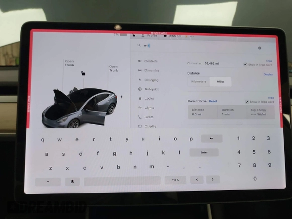 2020 Tesla Model 3 Long Range z VIN 5YJ3E1EB0LF800804, wystawiony jako IAAI lot #42137223 z przebiegiem 52 482 mil mil oraz . Historia ofert i sprzedaży dostępna na DreamBid. Obrazek 7.