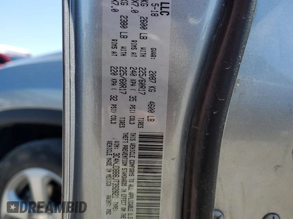 2018 Jeep Compass Latitude z VIN 3C4NJDBB6JT392821, wystawiony jako Copart lot #57628865 z przebiegiem 217 327 mil mil oraz Szkoda całkowita • Salvage title. Historia ofert i sprzedaży dostępna na DreamBid. Obrazek 12.