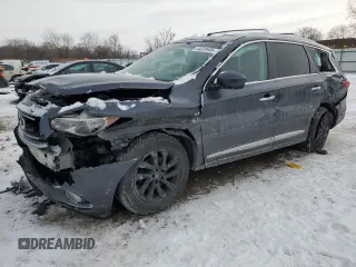2014 Infiniti QX60 with VIN 5N1AL0MM0EC533136, listed as a Copart auction lot 44329405 with 76,517 mi miles and Salvage Title. Bid and sale history available at carsss.com. Image 1.