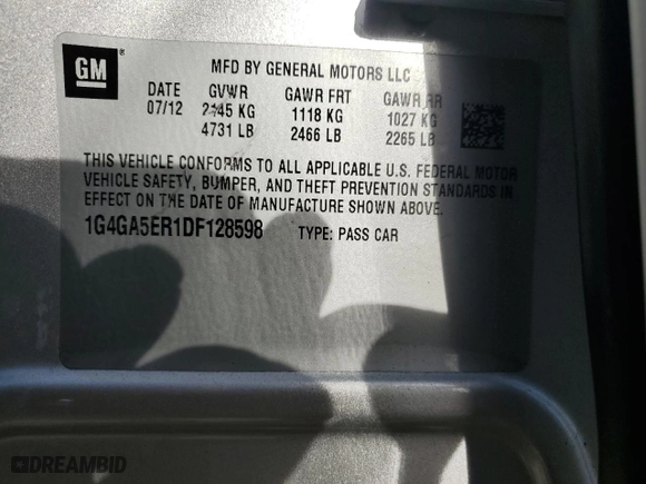 2013 Buick LaCrosse with VIN 1G4GA5ER1DF128598, listed as a Copart auction lot 48219505 with 46,041 mi miles and Salvage Title. Bid and sale history available at carsss.com. Image 14.