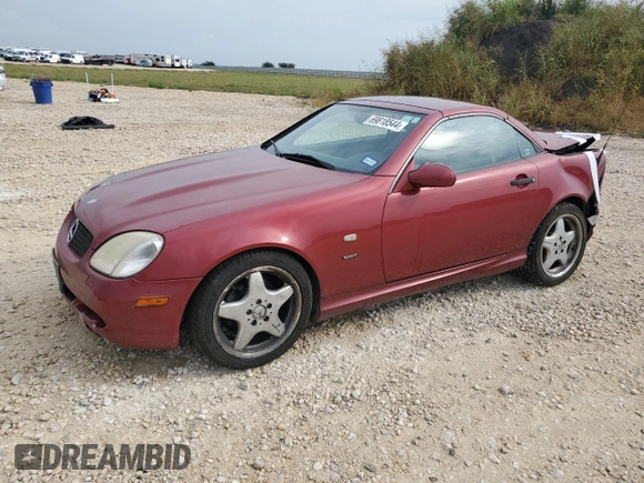 1999 Mercedes-Benz SLK-Class with VIN WDBKK47F0XF132802, listed as a Copart auction lot 69818544 with 123,026 mi miles and Salvage Title. Bid and sale history available at carsss.com. Image 1.