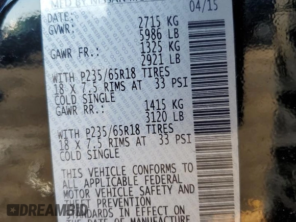 2015 Infiniti QX60 with VIN 5N1AL0MM7FC526329, listed as a Copart auction lot 48662545 with 148,547 mi miles and Salvage Title. Bid and sale history available at DreamBid. Image 12.