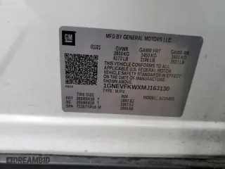2021 Chevrolet Traverse LS with VIN 1GNEVFKWXMJ163130, listed as a Copart auction lot 44857155 with 0 mi miles and Salvage Title. Bid and sale history available at carsss.com. Image 14.