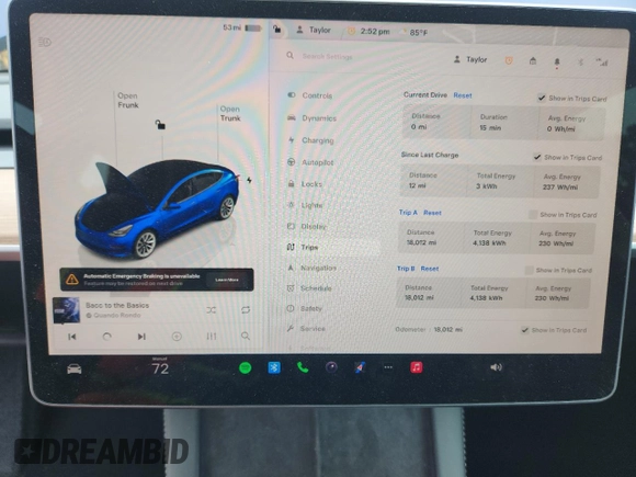 2023 Tesla Model 3 с VIN 5YJ3E1EA8PF399046, выставлен на аукционе Copart как лот 59807575 с пробегом 18 012 миль миль и Списание • Salvage title. История ставок и продаж доступна на DreamBid. Изображение 9.