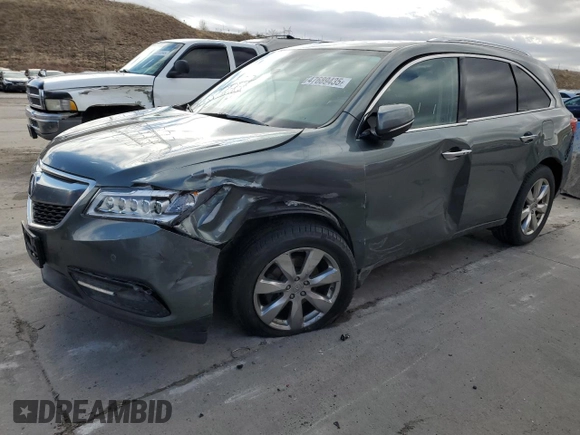 2014 Acura MDX Advance with VIN 5FRYD4H83EB029881, listed as a Copart auction lot 47689435 with 97,184 mi miles and Salvage Title. Bid and sale history available at DreamBid. Image 1.