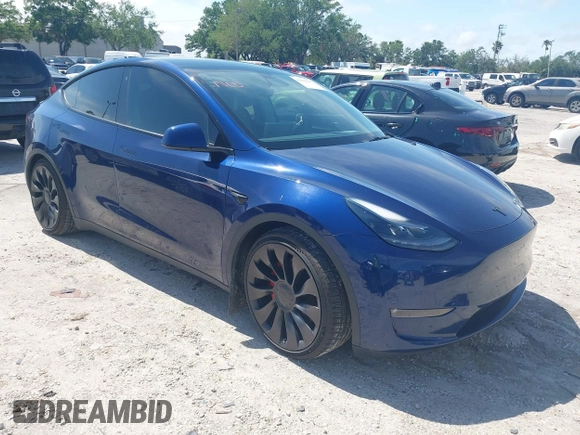 2023 Tesla Model Y Performance with VIN 7SAYGDEF9PF582908, listed as a IAAI auction lot 41930957 with 52,857 mi miles and . Bid and sale history available at DreamBid. Image 1.
