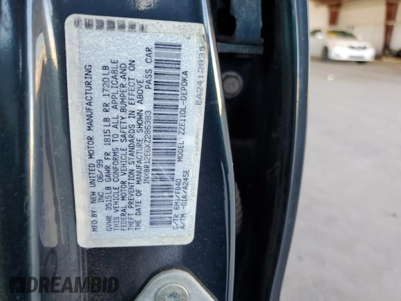 1999 Toyota Corolla VE z VIN 1NXBR12E6XZ286383, wystawiony jako Copart lot #64007215 z przebiegiem 176 069 mil mil oraz Czysty tytuł • Clean title. Historia ofert i sprzedaży dostępna na DreamBid. Obrazek 12.