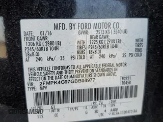 2016 Ford Edge SE with VIN 2FMPK4G97GBB04977, listed as a Copart auction lot 56150865 with 115,446 mi miles and Salvage title. Bid and sale history available at DreamBid. Image 13.