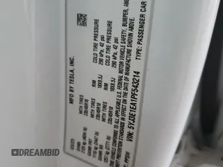 2023 Tesla Model 3 z VIN 5YJ3E1EA1PF543214, wystawiony jako Copart lot #53953185 z przebiegiem 41 701 mil mil oraz Szkoda całkowita • Salvage title. Historia ofert i sprzedaży dostępna na DreamBid. Obrazek 12.