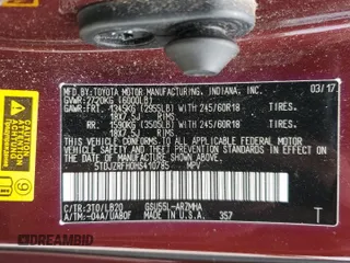2017 Toyota Highlander XLE with VIN 5TDJZRFH0HS410785, listed as a Copart auction lot 64236895 with Not provided miles and Salvage title. Bid and sale history available at DreamBid. Image 14.