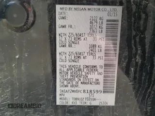 2015 Nissan Rogue SL with VIN 5N1AT2MV0FC818599, listed as a Copart auction lot 54659605 with 143,877 mi miles and Salvage Title. Bid and sale history available at carsss.com. Image 13.