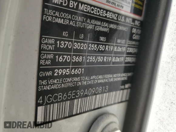 2009 Mercedes-Benz R 3.5L with VIN 4JGCB65E39A090813, listed as a Copart auction lot 70237054 with 149,992 mi miles and Salvage Title. Bid and sale history available at DreamBid. Image 12.