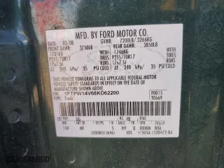 2008 Ford F-150 XLT with VIN 1FTPW14V68KD62200, listed as a Copart auction lot 51900495 with 201,601 mi miles and Salvage Title. Bid and sale history available at carsss.com. Image 12.