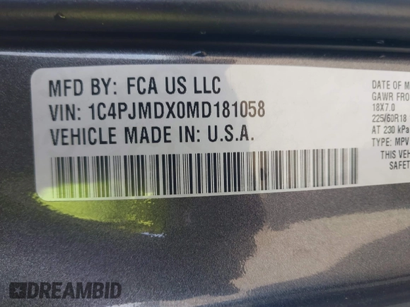 2021 Jeep Cherokee Limited z VIN 1C4PJMDX0MD181058, wystawiony jako IAAI lot #41763166 z przebiegiem 99 123 mil mil oraz . Historia ofert i sprzedaży dostępna na DreamBid. Obrazek 9.