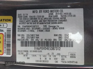 2014 Ford Fusion SE with VIN 1FA6P0HD4E5387312, listed as a IAAI auction lot 41735859 with 152,805 mi miles and . Bid and sale history available at DreamBid. Image 9.