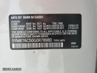 2016 BMW X5 M with VIN 5YMKT6C50G0R78980, listed as a Copart auction lot 45171984 with 74,593 mi miles. Bid and sale history available at carsss.com. Image 12.