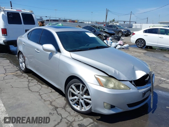 2007 Lexus IS with VIN JTHBK262775037758, listed as a IAAI auction lot 41990064 with 156,319 mi miles. Bid and sale history available at carsss.com. Image 1.