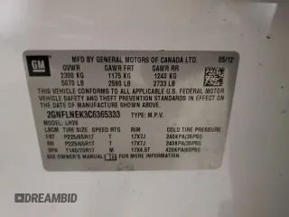 2012 Chevrolet Equinox 2LT with VIN 2GNFLNEK3C6365333, listed as a Copart auction lot 48759205 with 76,368 mi miles and Salvage Title. Bid and sale history available at DreamBid. Image 15.