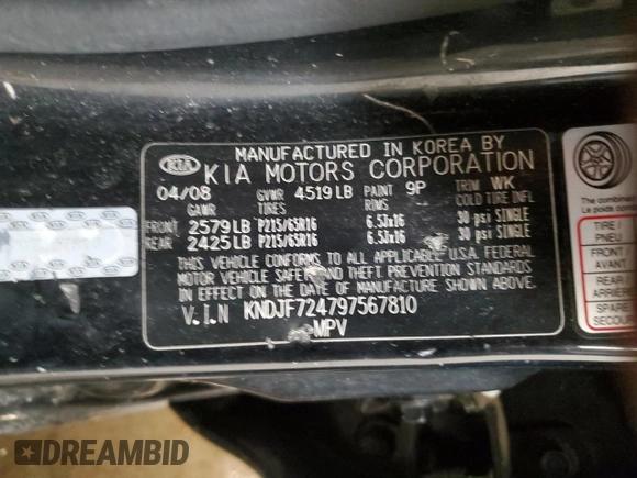 2009 Kia Sportage LX with VIN KNDJF724797567810, listed as a Copart auction lot 42012625 with Not Provided miles and Salvage Title. Bid and sale history available at DreamBid. Image 13.