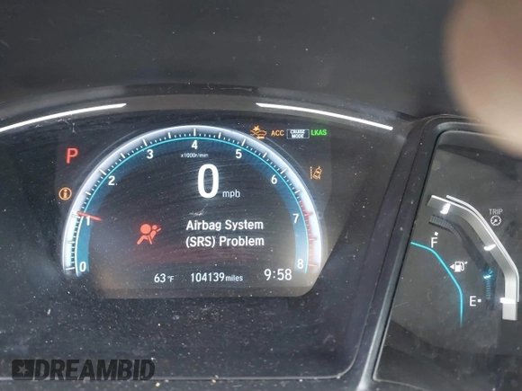 2019 Honda Civic Sedan LX with VIN 2HGFC2F62KH573149, listed as a IAAI auction lot 41575660 with 104,139 mi miles. Bid and sale history available at carsss.com. Image 15.