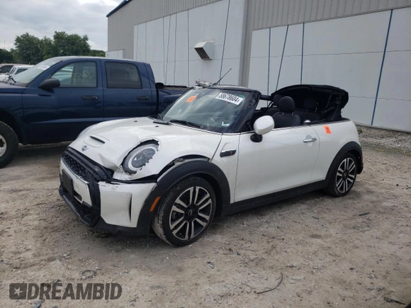 2023 MINI Convertible Cooper S z VIN WMW43DL01P3R28109, wystawiony jako Copart lot #58678604 z przebiegiem 3 682 mil mil oraz Szkoda całkowita • Salvage title. Historia ofert i sprzedaży dostępna na DreamBid. Obrazek 1.