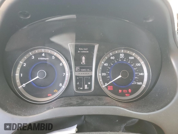 2012 Hyundai Azera with VIN KMHFH4JG3CA189808, listed as a Copart auction lot 47324765 with 104,518 mi miles and Clean Title. Bid and sale history available at DreamBid. Image 9.