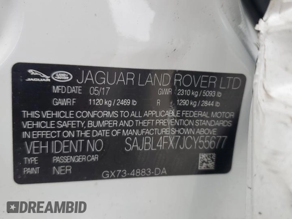 2018 Jaguar XF 25t R-Sport with VIN SAJBL4FX7JCY55677, listed as a Copart auction lot 74471414 with 36,132 mi miles and Salvage Title. Bid and sale history available at carsss.com. Image 12.