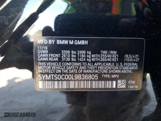 2020 BMW X3 M Competition with VIN 5YMTS0C00L9B36805, listed as a Copart auction lot 52365404 with 24,732 mi miles. Bid and sale history available at carsss.com. Image 13.