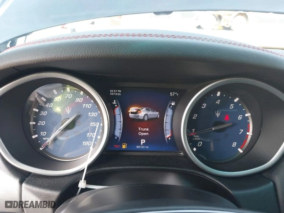 2015 Maserati Ghibli with VIN ZAM57XSA9F1146055, listed as a IAAI auction lot 41814633 with 88,783 mi miles. Bid and sale history available at carsss.com. Image 7.