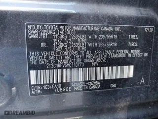 2021 Toyota RAV4 XLE Premium with VIN 2T3C1RFV5MC110773, listed as a IAAI auction lot 41863406 with 36,948 mi miles. Bid and sale history available at carsss.com. Image 9.