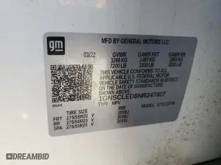 2022 Chevrolet Tahoe Commercial with VIN 1GNSCLED8NR247807, listed as a Copart auction lot 48944945 with 0 mi miles and Clean Title. Bid and sale history available at carsss.com. Image 13.