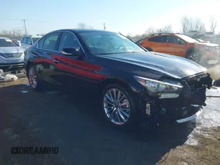 2023 Infiniti Q50 Luxe with VIN JN1EV7BR3PM542405, listed as a IAAI auction lot 41737342 with 12,353 mi miles and . Bid and sale history available at DreamBid. Image 1.