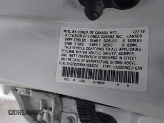 2019 Honda Civic Sedan Sport with VIN 2HGFC2F8XKH535296, listed as a IAAI auction lot 41775279 with 30,741 mi miles. Bid and sale history available at carsss.com. Image 9.